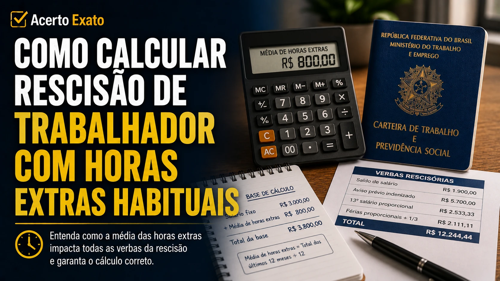 Capa do artigo Como calcular rescisão de trabalhador com horas extras habituais